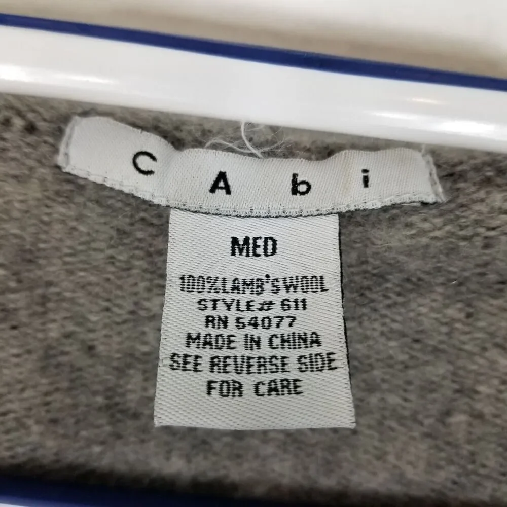 Cabi Women 100% Lambswool Hooded Open Cardigan Sweater Size‎ M Gray Lagenlook